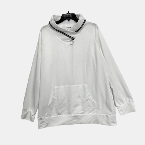 Exclusive brand unisex white sweatshirt XXL with zipper around the neck - Picture 1 of 7